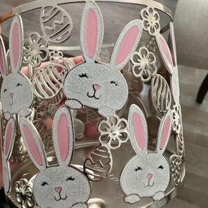Bath & Body Works Silver and Pink Bunny Candle Holder